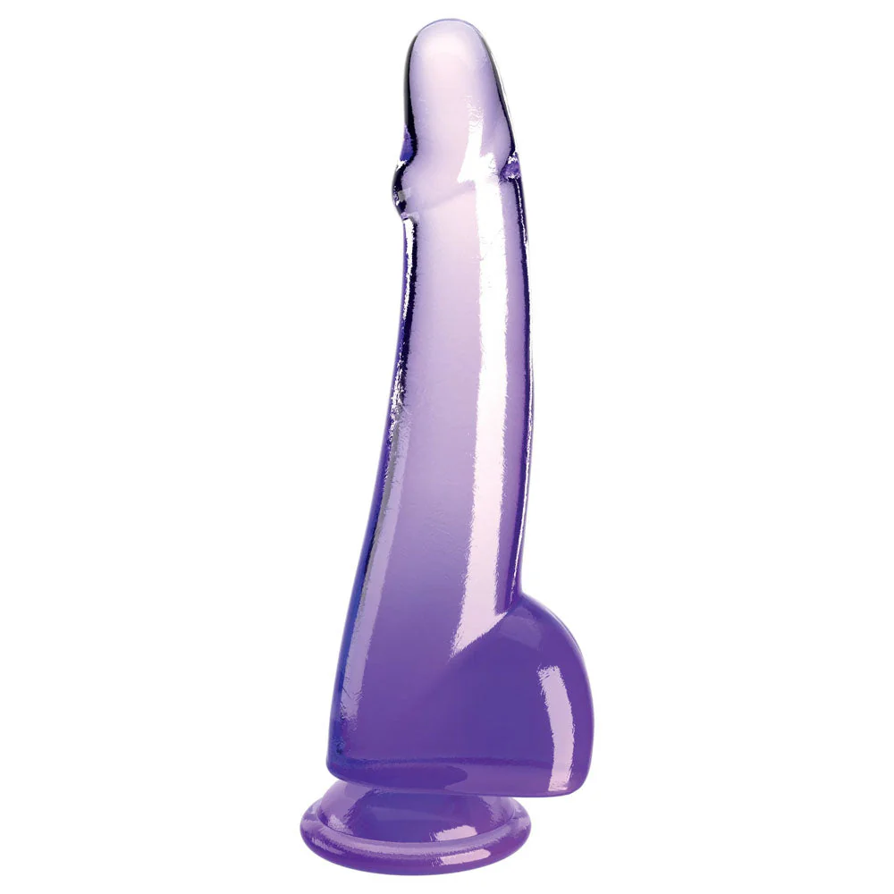 King Cock Clear 10'' Cock with Balls - Purple - Purple 25 cm Dong - Image 2
