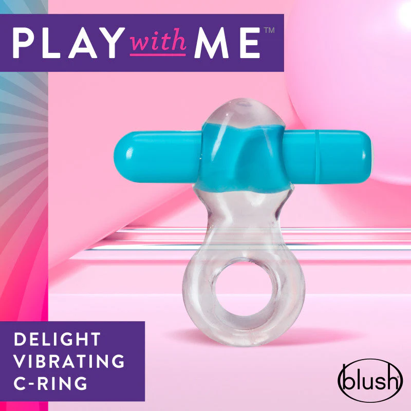 Play With Me Delight Vibrating C-Ring - Clear/Blue Vibrating Cock Ring - Image 2