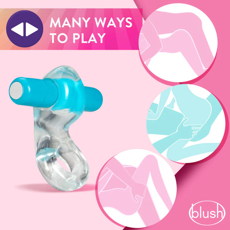 Play With Me Delight Vibrating C-Ring - Clear/Blue Vibrating Cock Ring - Image 6