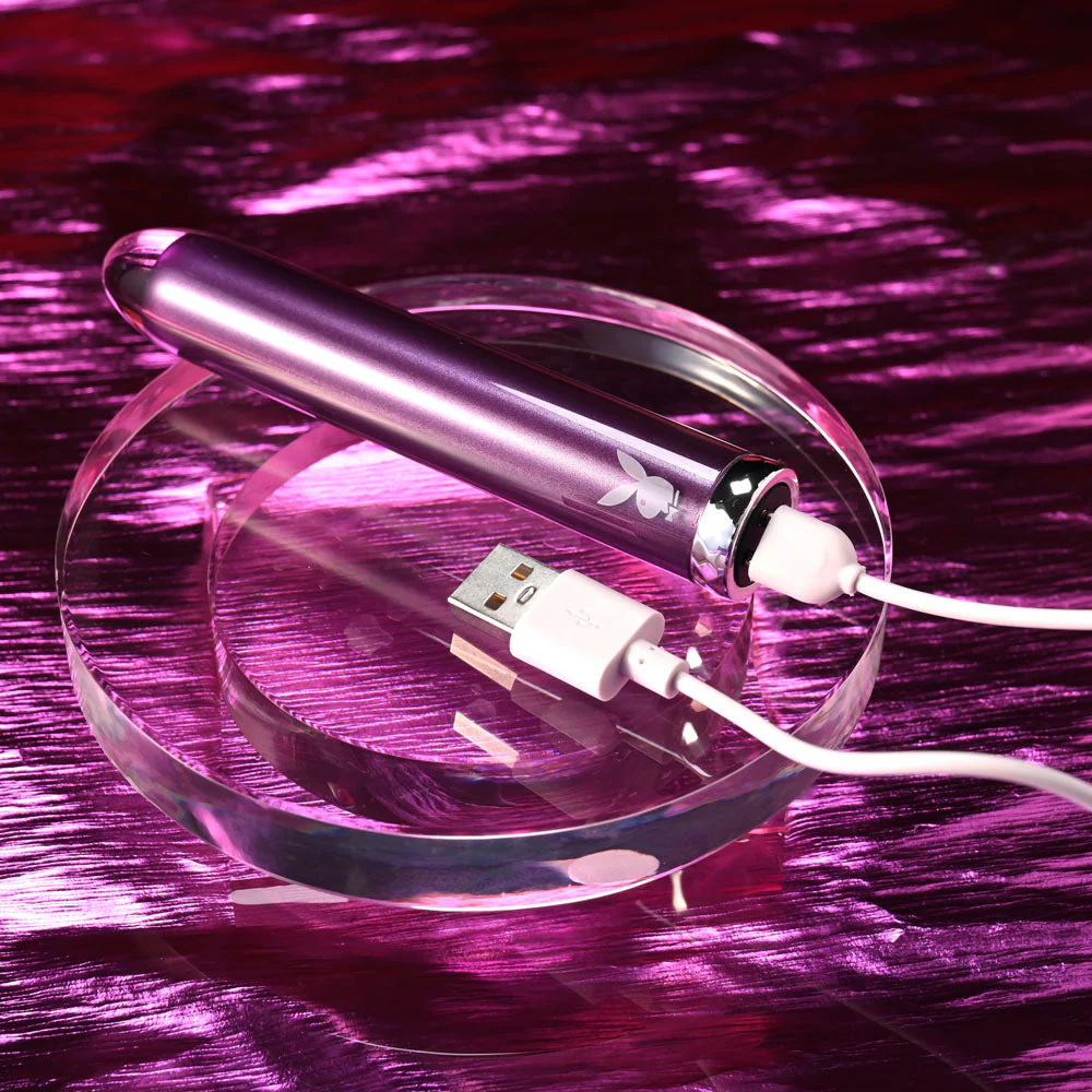 Playboy Pleasure AMETHYST - Purple 12.4 cm USB Rechargeable Glass Tipped Mini Vibrator - Image 9