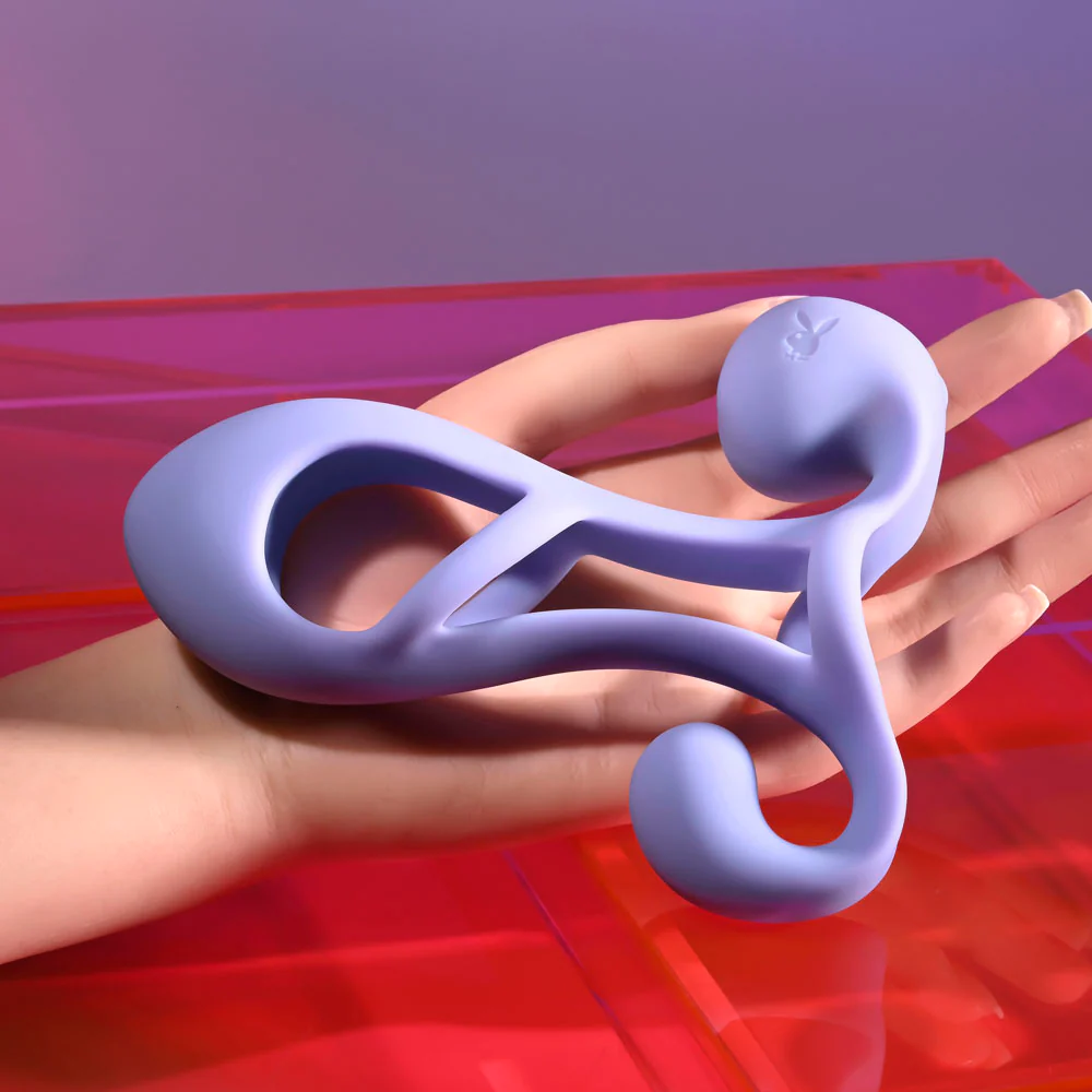 Playboy Pleasure FANTASY CAGE - Purple USB Rechargeable Vibrating Penis Sleeve - Image 6