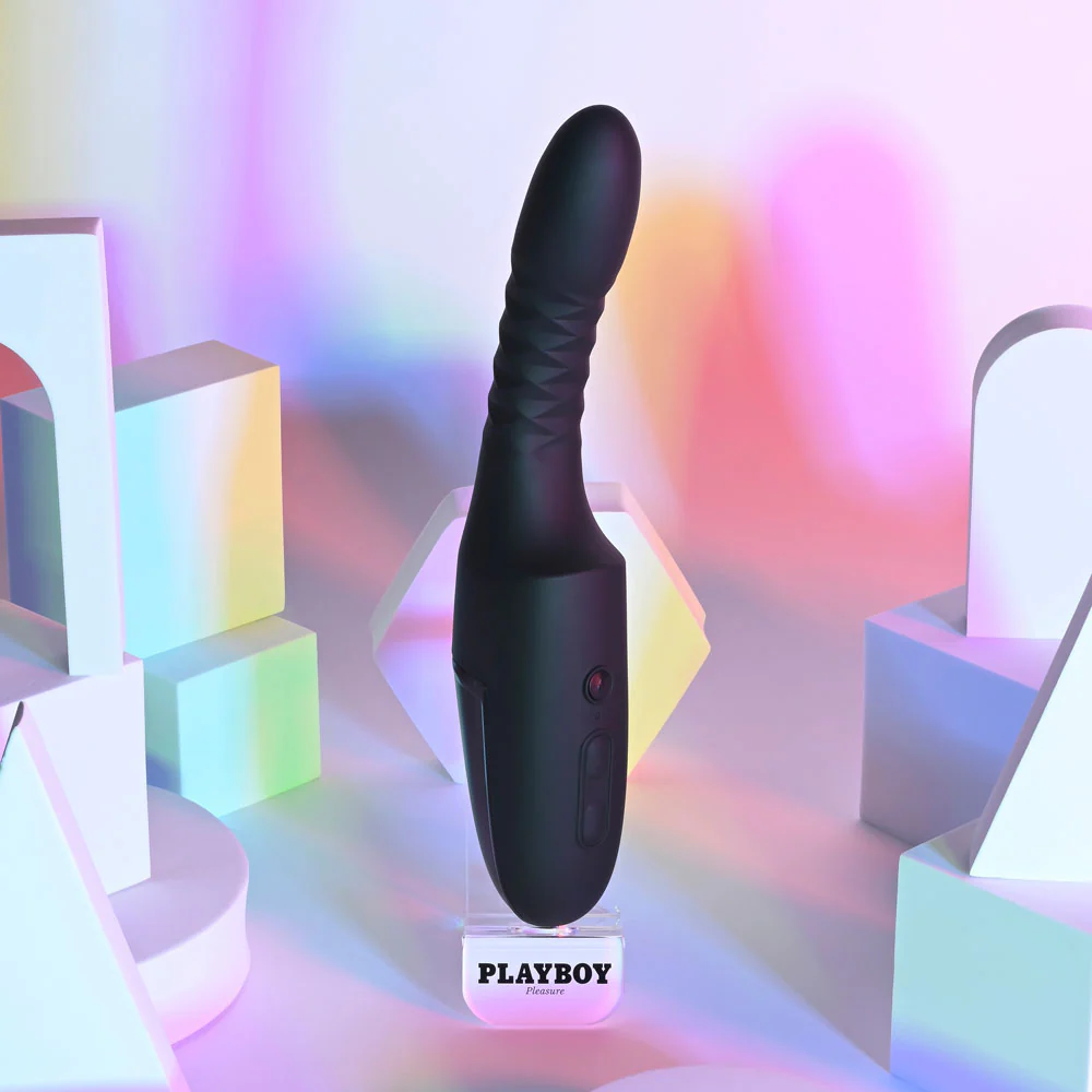Playboy Pleasure OVERDRIVE - Black 28.2 cm USB Rechargeable Thrusting Vibrator - Image 6