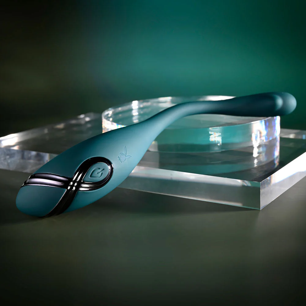 Playboy Pleasure PINPOINT PERFECTION - Green 19.3 cm USB Rechargeable Poseable Vibrator - Image 2