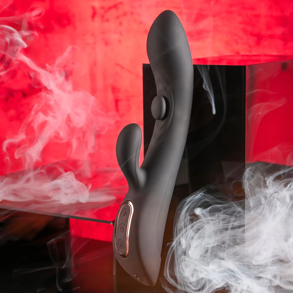 Playboy Pleasure THATS THE SPOT - Black 23.3 cm USB Rechargeable Rabbit Vibrator with G-Spot Tapper - Image 3