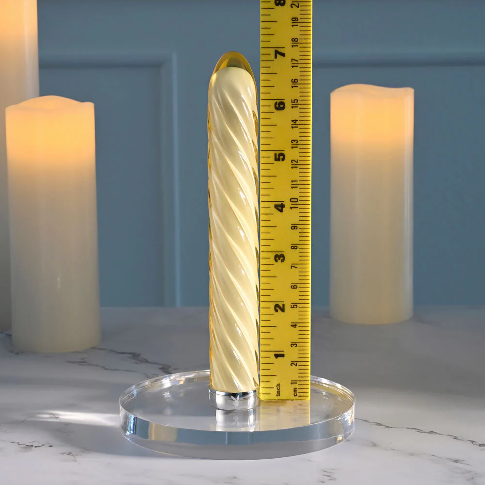 Playboy Pleasure TWIST OF FATE - Yellow Glass 17.5 cm USB Rechargeable Vibrator - Image 8