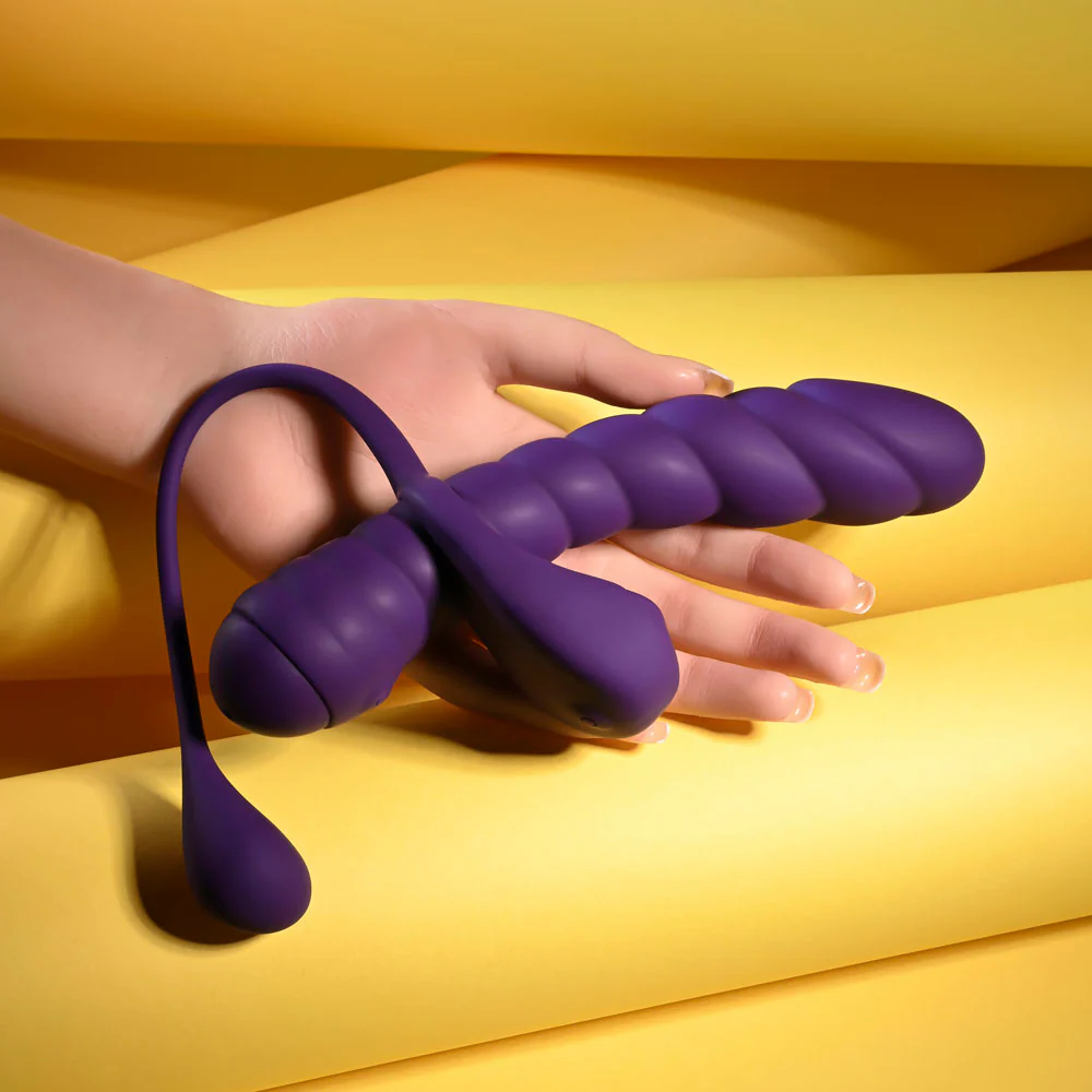 Playboy Pleasure TWISTED PLAYGROUND - Purple USB Rechargeable Vibrator and Cock Ring Kit - Image 3