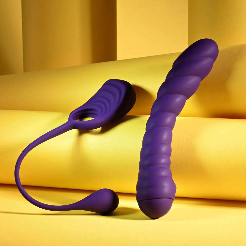Playboy Pleasure TWISTED PLAYGROUND - Purple USB Rechargeable Vibrator and Cock Ring Kit - Image 5