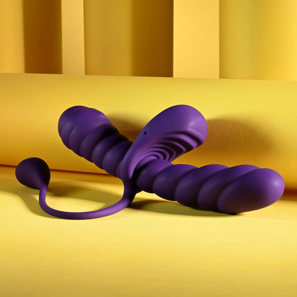 Playboy Pleasure TWISTED PLAYGROUND - Purple USB Rechargeable Vibrator and Cock Ring Kit - Image 7