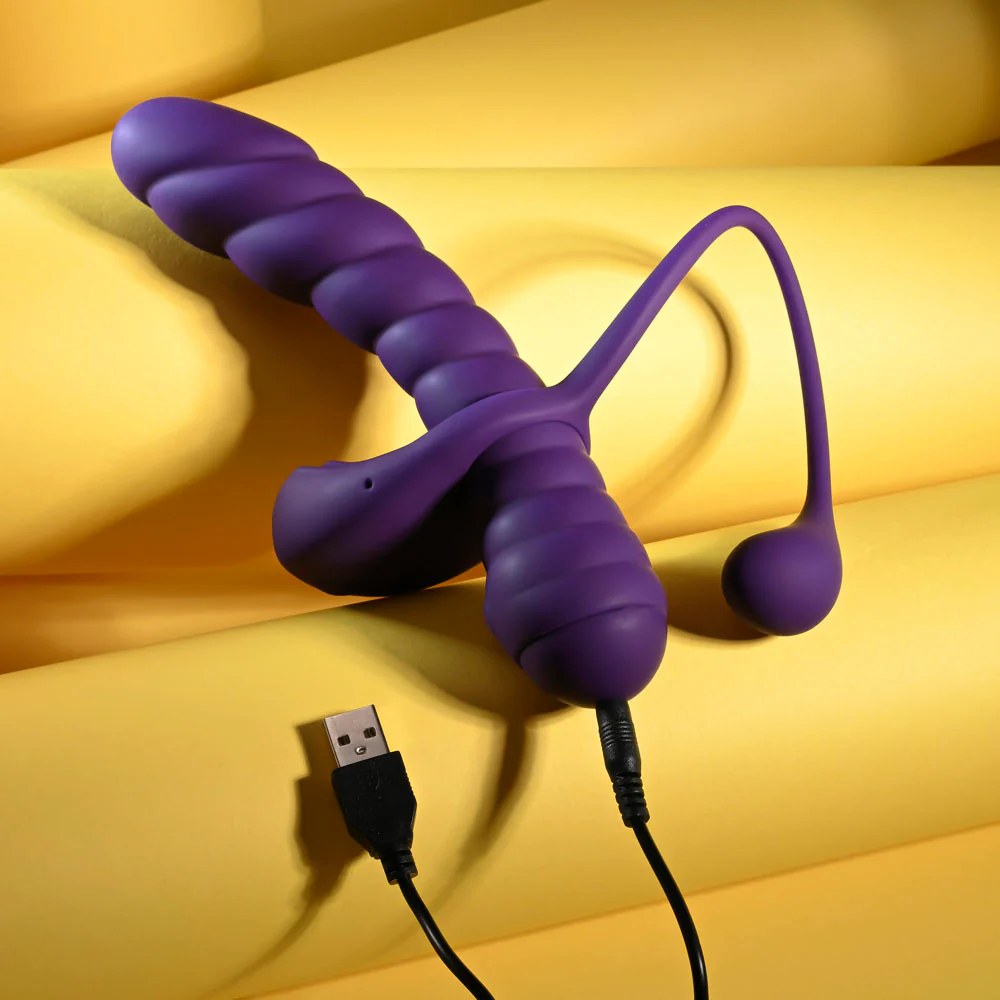 Playboy Pleasure TWISTED PLAYGROUND - Purple USB Rechargeable Vibrator and Cock Ring Kit - Image 9