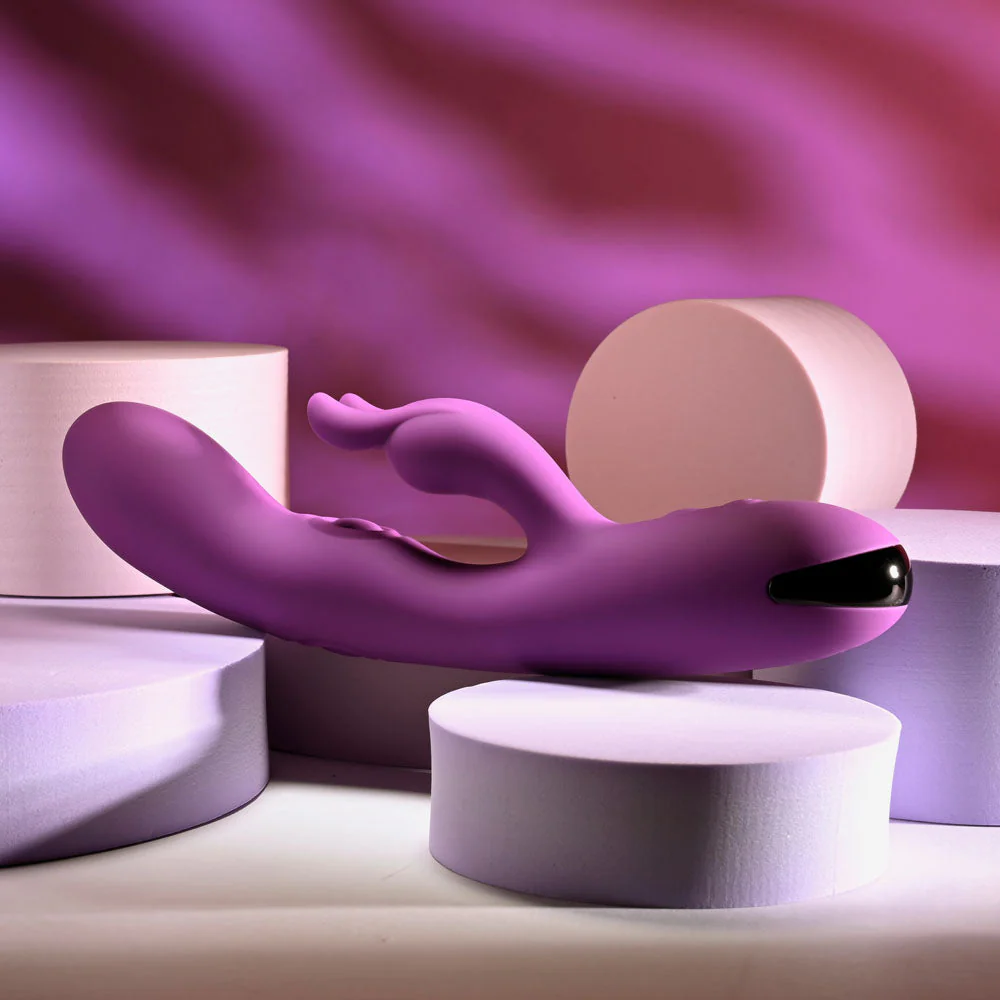 Playboy Pleasure BUSY BUNNY - Purple 22.6 cm USB Rechargeable Rabbit Vibrator with Tapping Shaft - Image 5