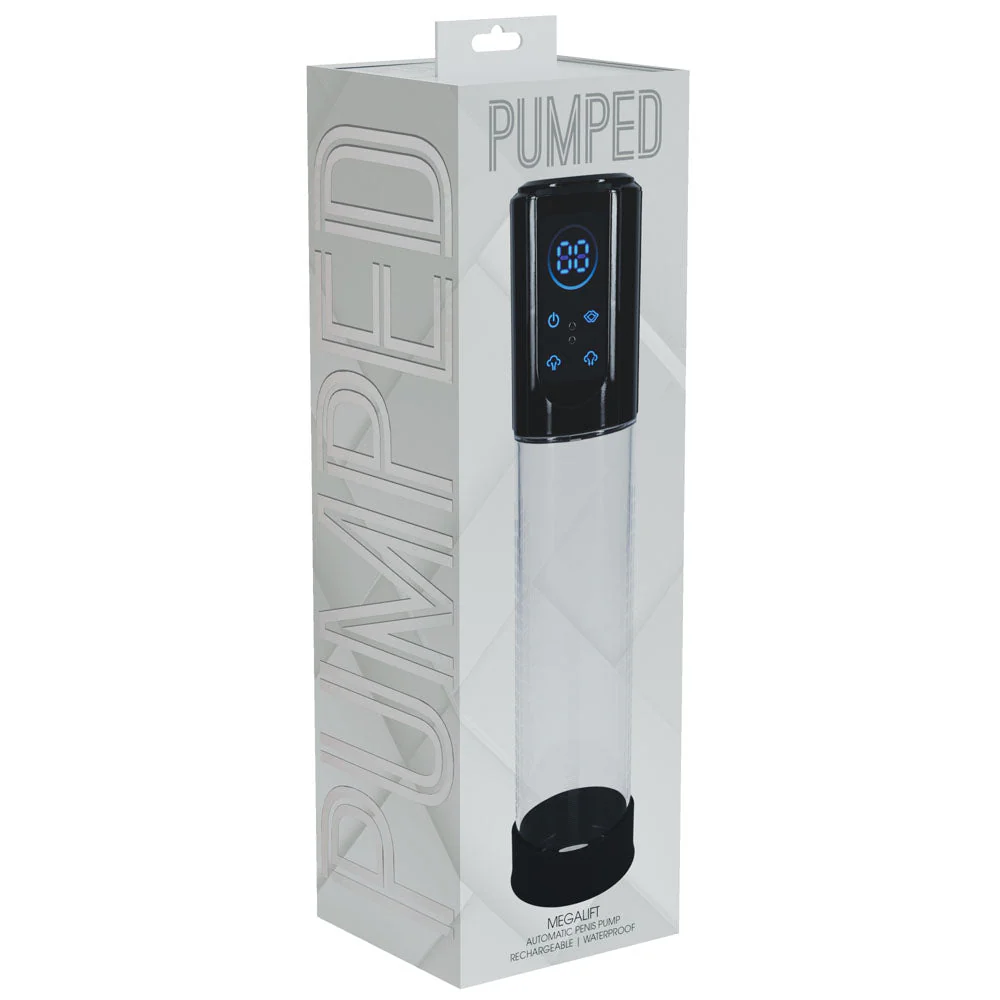 PUMPED MegaLift Automatic Penis Pump - Black - Black/Clear USB Rechargeable Auto Penis Pump - Image 4