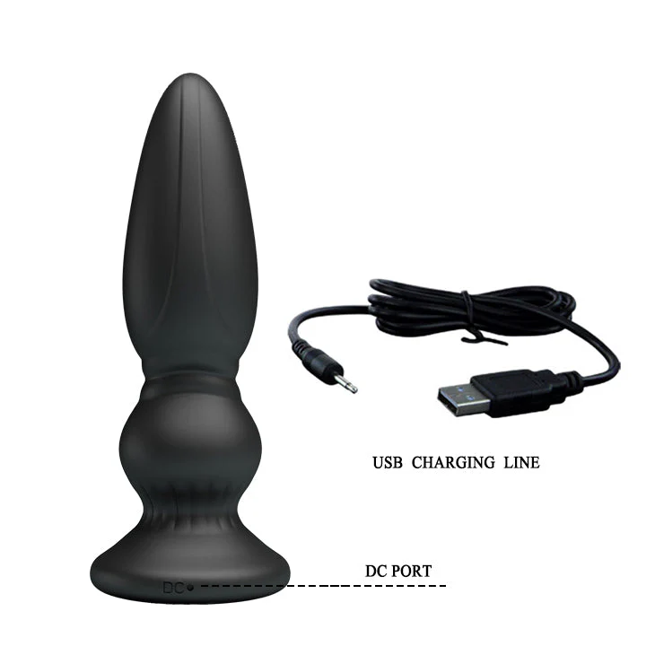 MR PLAY Powerful Vibrating Anal Plug - Black 12.5 cm USB Rechargeable Vibrating Anal Plug with Remote - Image 3