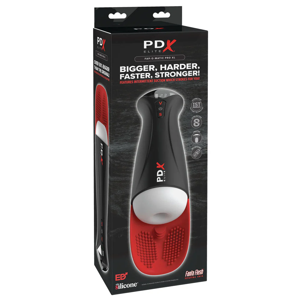 PDX Elite Fap-O-Matic Pro XL - White/Red - White USB Rechargeable Auto Stroker - Image 7