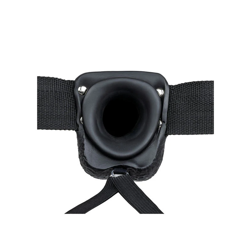 REALROCK Hollow Strapon with Balls - 23 cm Black - Black 23 cm Hollow Strap-On - Image 6