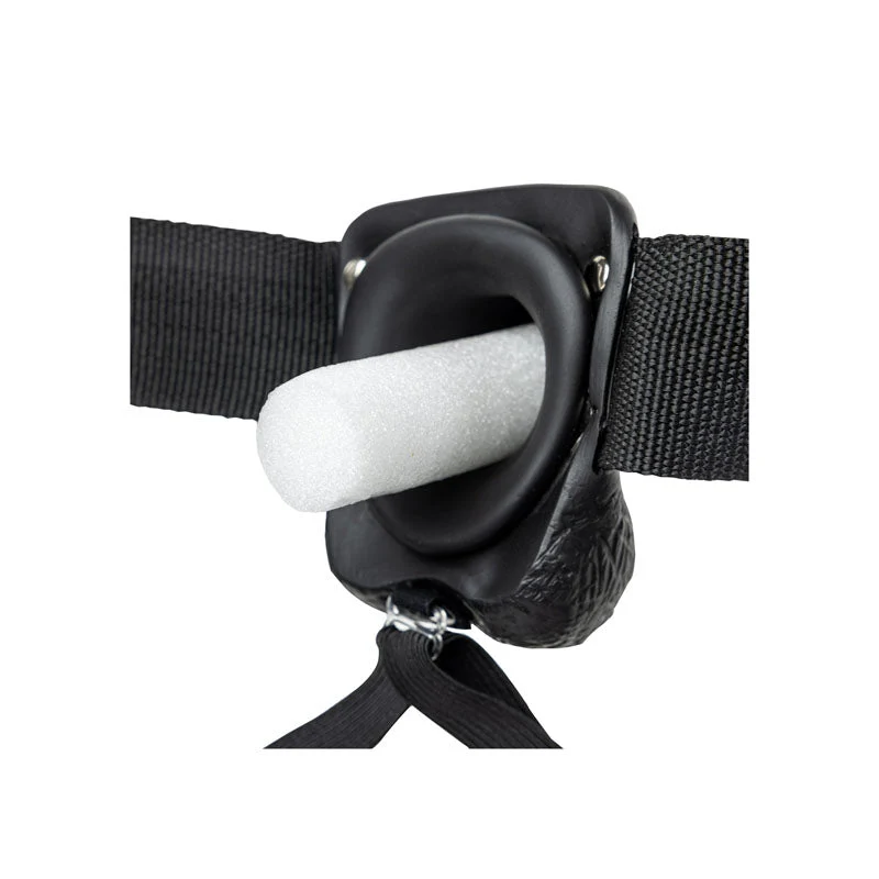 REALROCK Hollow Strapon with Balls - 23 cm Black - Black 23 cm Hollow Strap-On - Image 7