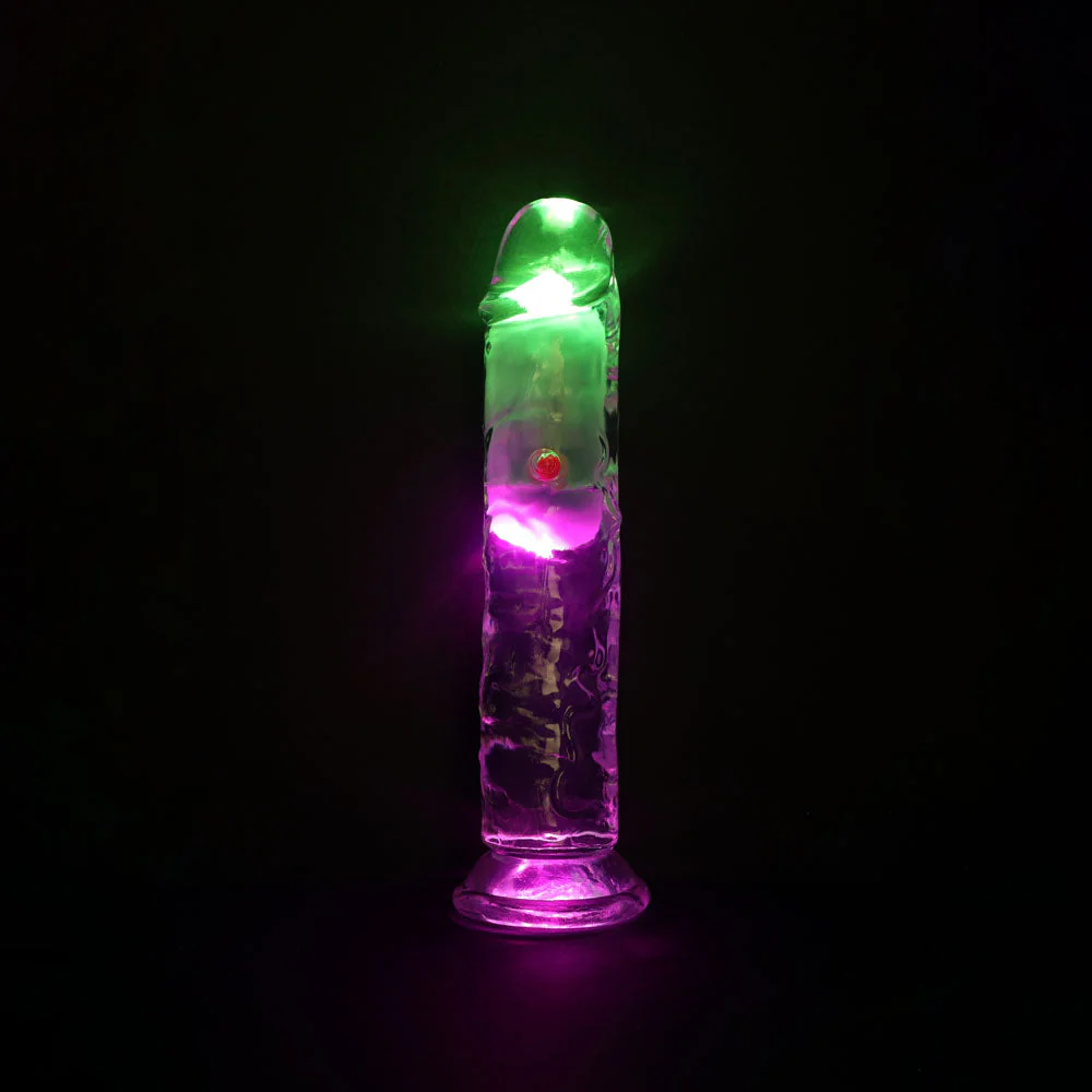 REALROCK 7'' No Balls Wireless Rechargeable LED Vibrating Dong - Clear with LED 20 cm USB Rechargeable Vibrating Dong with Remote - Image 2