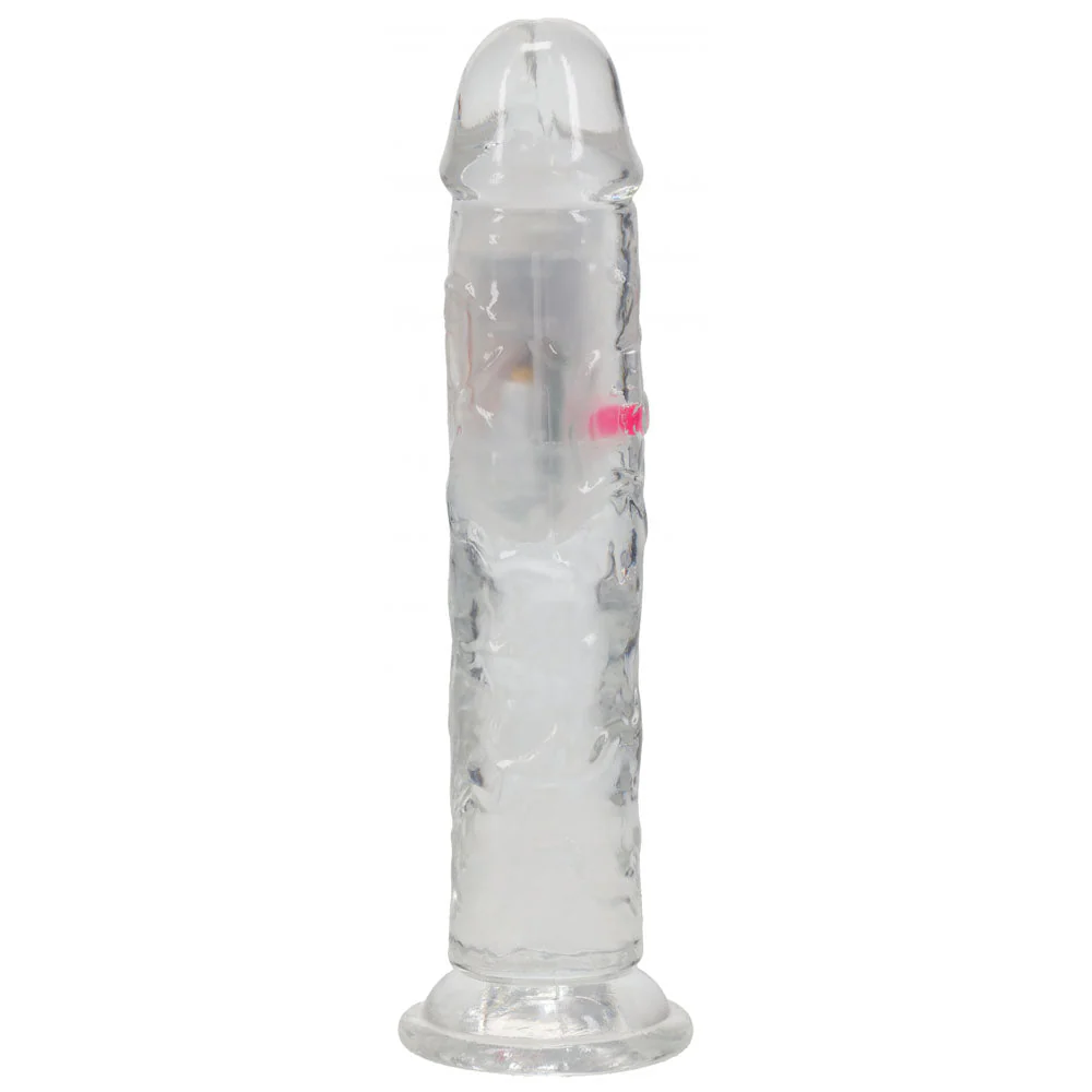 REALROCK 7'' No Balls Wireless Rechargeable LED Vibrating Dong - Clear with LED 20 cm USB Rechargeable Vibrating Dong with Remote - Image 4