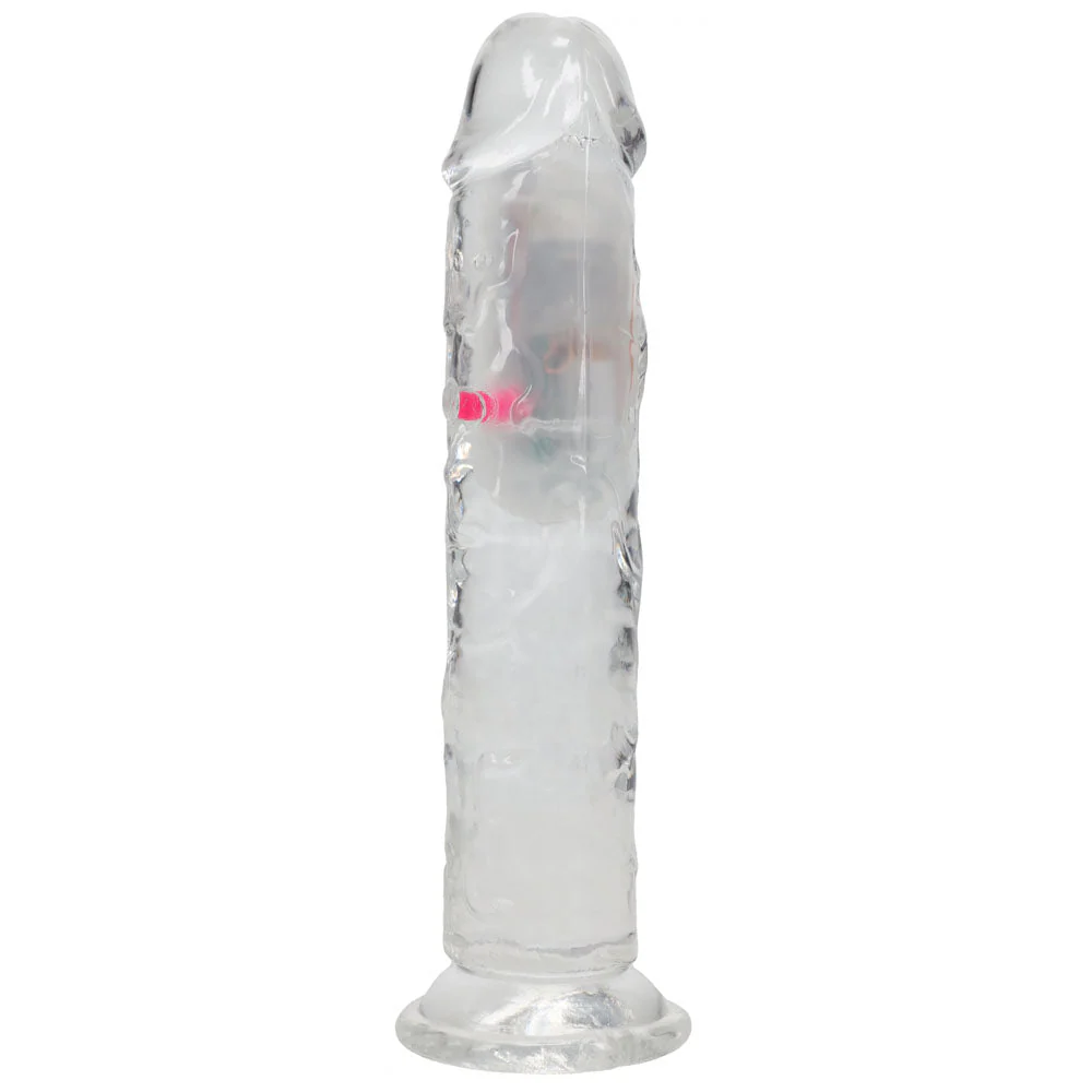 REALROCK 7'' No Balls Wireless Rechargeable LED Vibrating Dong - Clear with LED 20 cm USB Rechargeable Vibrating Dong with Remote - Image 6