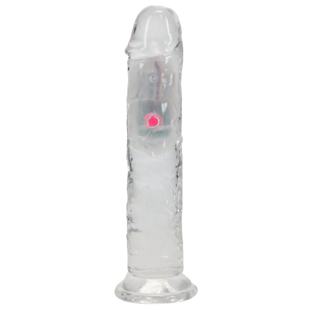 REALROCK 7'' No Balls Wireless Rechargeable LED Vibrating Dong - Clear with LED 20 cm USB Rechargeable Vibrating Dong with Remote - Image 7