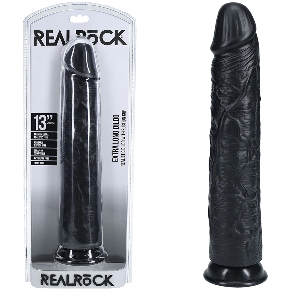 REALROCK 33cm Extra Long Dildo - Black - Black 33 cm (13'') Extra Long Dong