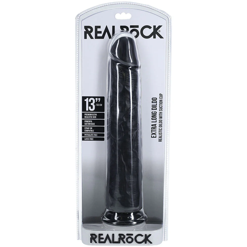 REALROCK 33cm Extra Long Dildo - Black - Black 33 cm (13'') Extra Long Dong - Image 8
