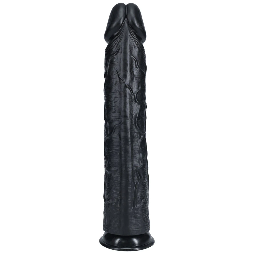 REALROCK 38cm Extra Long Dildo - Black - Black 38 cm (15'') Extra Long Dong - Image 5