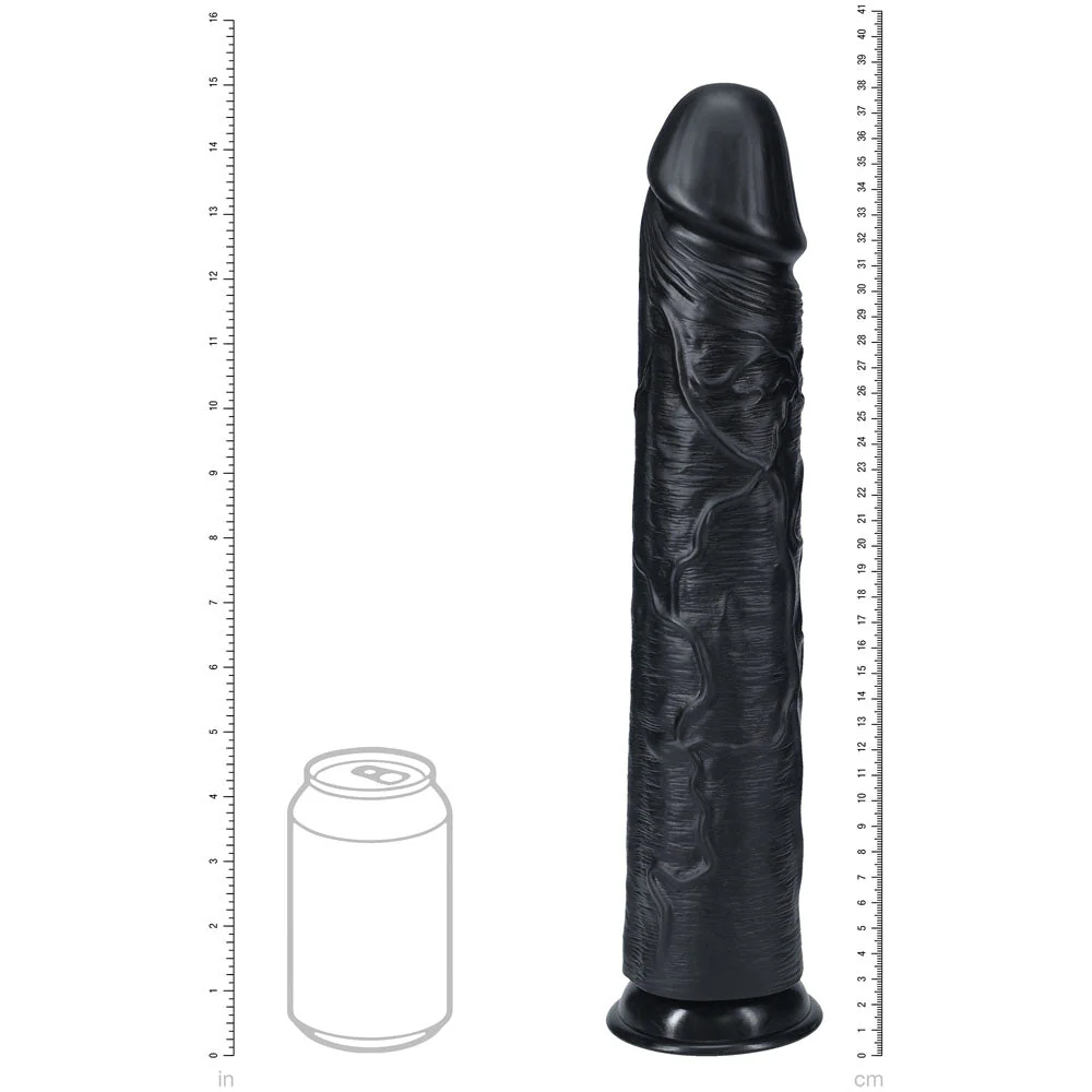 REALROCK 38cm Extra Long Dildo - Black - Black 38 cm (15'') Extra Long Dong - Image 6