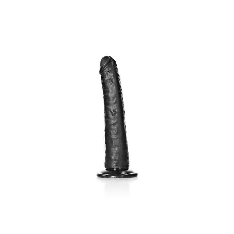 REALROCK Realistic Slim Dildo with Suction Cup - 20.5cm - Black 20.5 cm (8'') Dong - Image 5