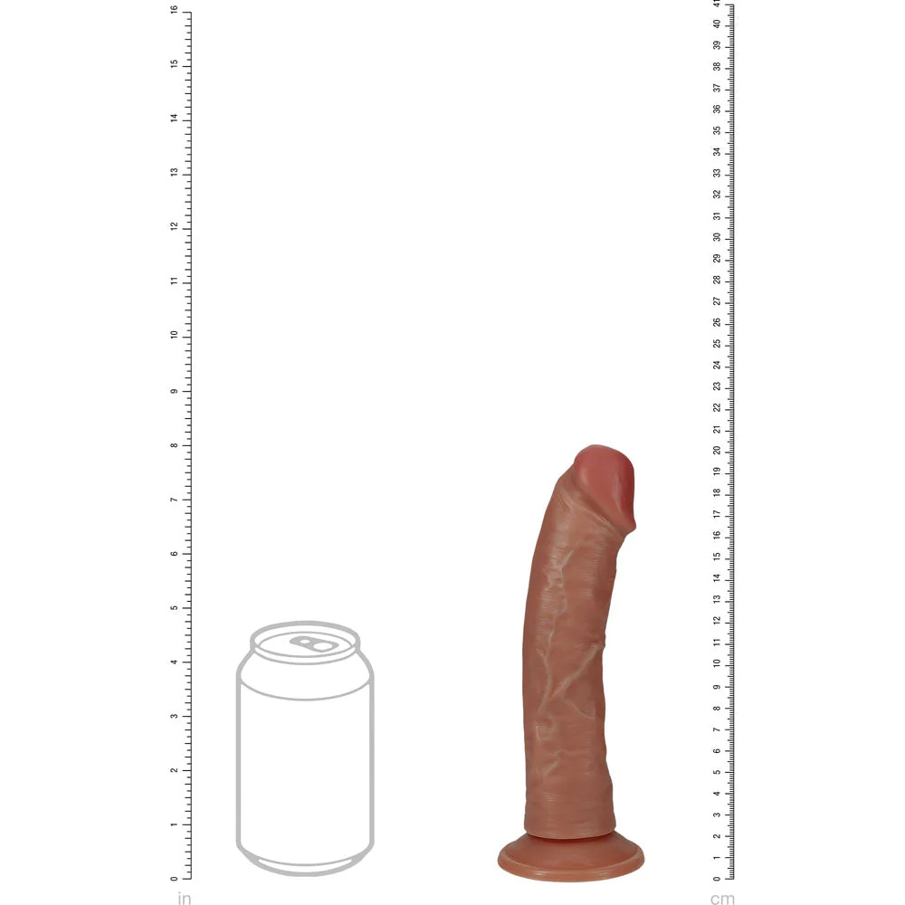 REALROCK 20cm Vibrating + Rotating Cock - Tan - Tan 20.3 cm (8'') USB Rechargeable Vibrating and Rotating Dong - Image 6