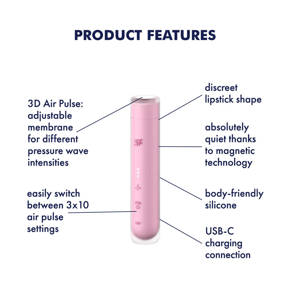 Satisfyer First Kiss - Pink USB Rechargeable Air Pulse Stimulator - Image 3