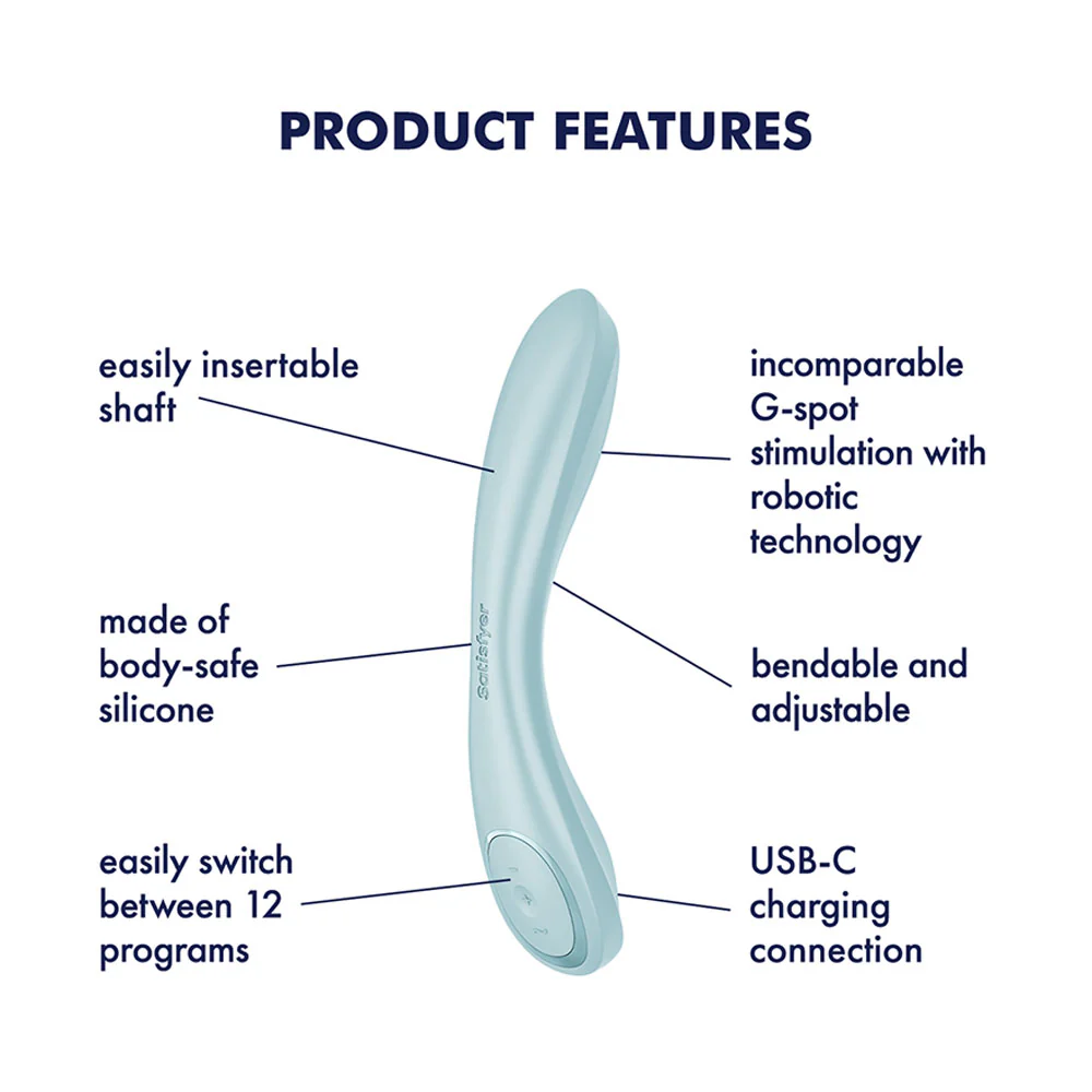 Satisfyer G-Spot Wave 2 - Ice Blue - Ice Blue 23.6 cm USB Rechargeable Flicking Tip Vibrator - Image 2