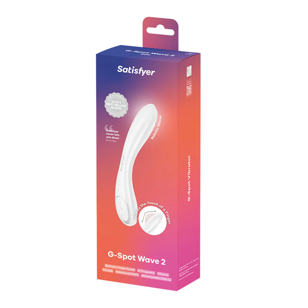 Satisfyer G-Spot Wave 2 - White - White 23.6 cm USB Rechargeable Flicking Tip Vibrator - Image 5