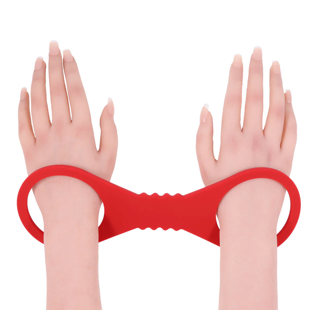 Sex & Mischief Amor Large Silicone Cuffs - Red Large Restraints - Image 2