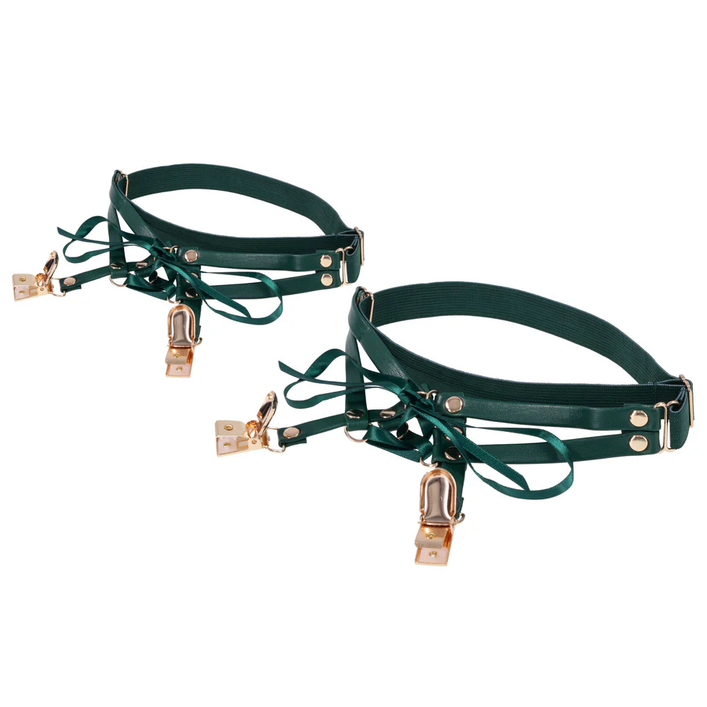 Sex & Mischief Indica Laced Up Garters - Green/Gold Garters - Set of 2 - Image 5