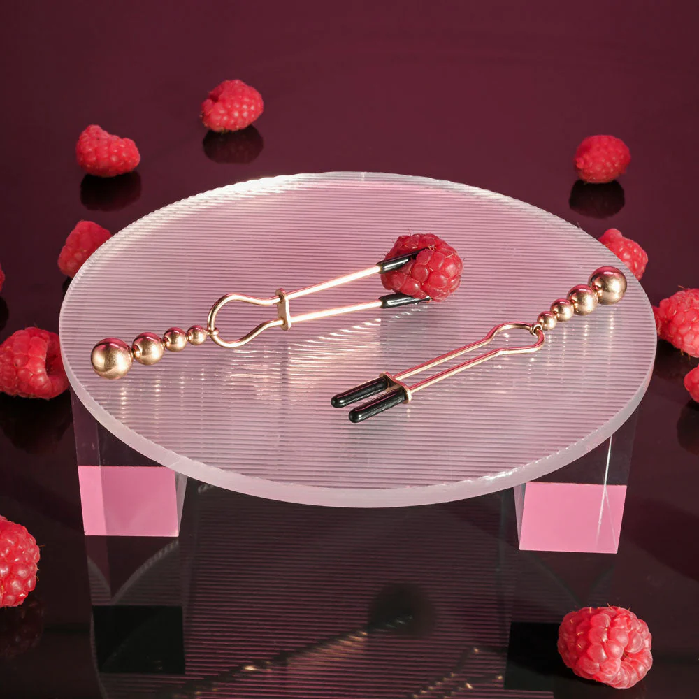 Selopa BEADED NIPPLE CLAMPS - Rose Gold - Rose Gold Nipple Clamps - Set of 2 - Image 7