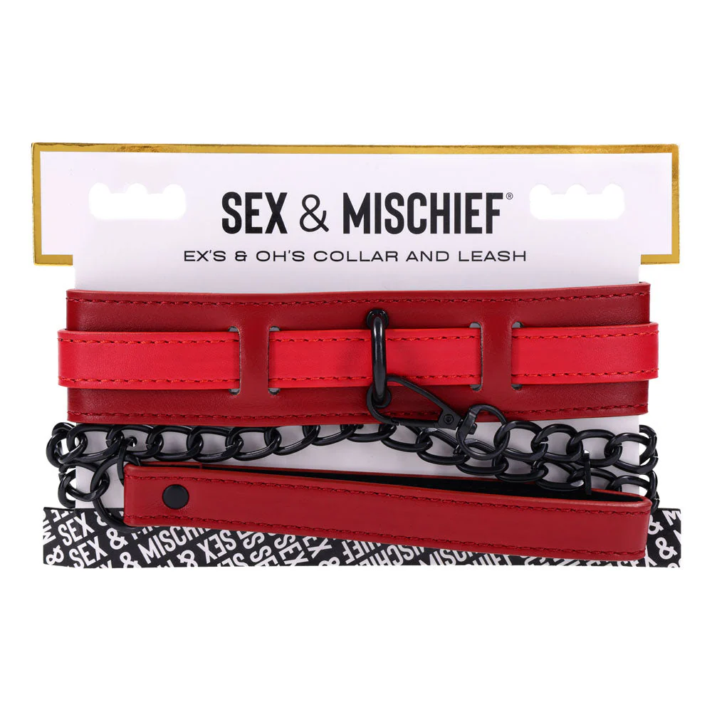 S&M Exs & Ohs Collar and Leash - Red Neck Restraint - Image 9