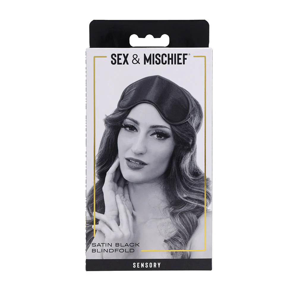 Sex & Mischief Satin Blindfold Black - Black Blindfold - Image 9
