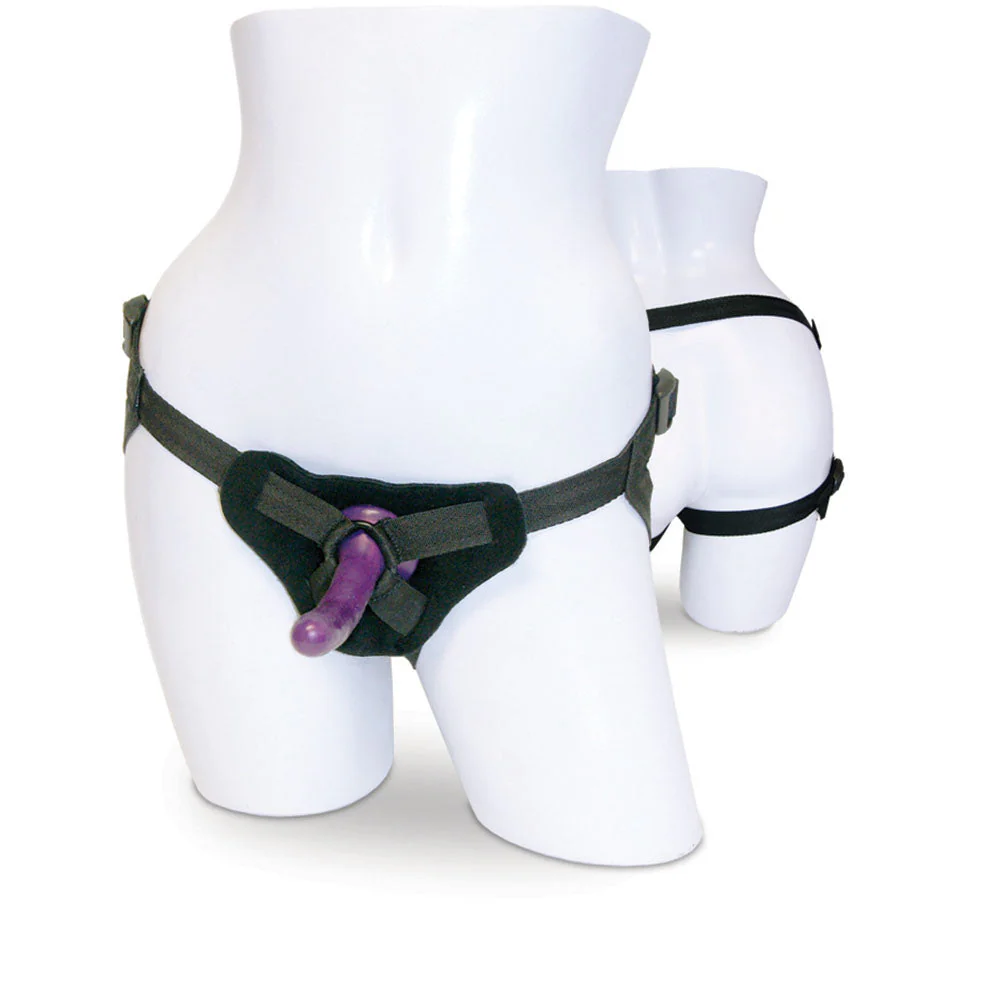 Sex & Mischief Strap-On & Silicone Dildo Kit - Black/Purple Adjustable Strap-On - Image 3