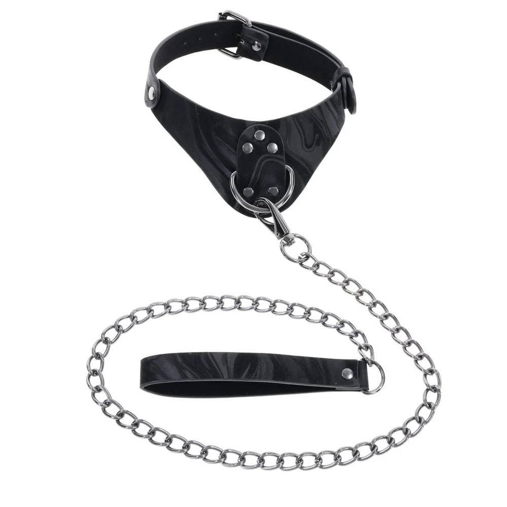 SPORTSHEETS Velvet Noir Collar & Leash - Black Restraint & Leash - Image 5