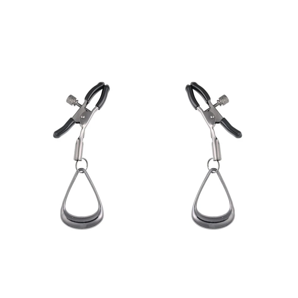 SPORTSHEETS Velvet Noir Tuggable Nipple Clamps - Gunmetal Adjustable Nipple Restraints - Image 2