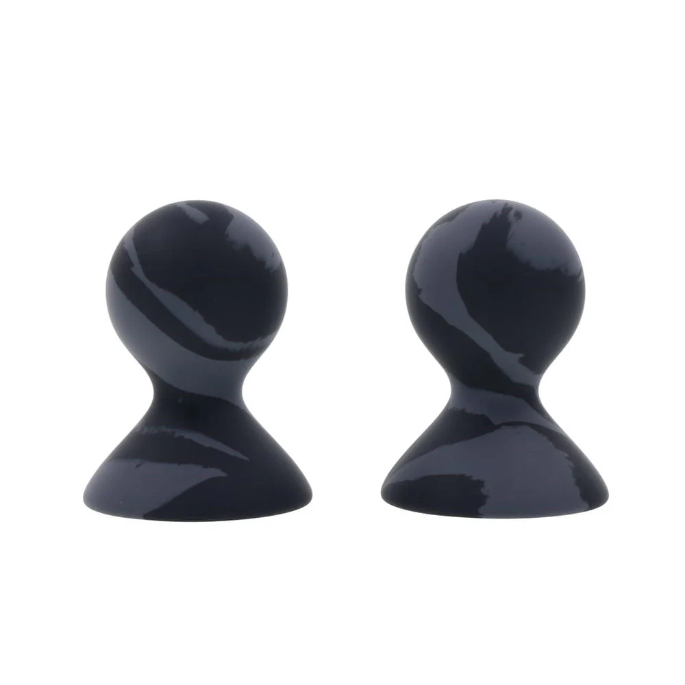 SPORTSHEETS Velvet Noir Silicone Nipple Suckers - Black/Grey Nipple Suckers - Set of 2 - Image 3