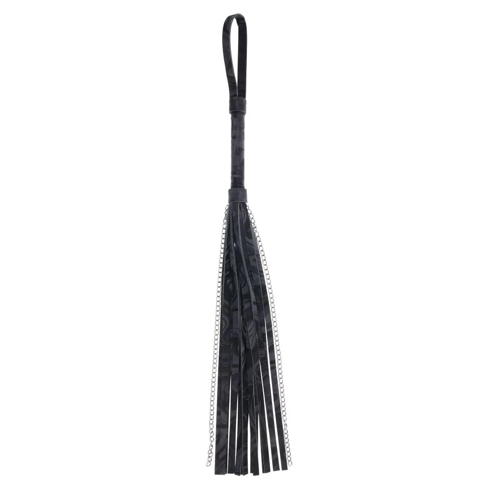 SPORTSHEETS Velvet Noir Chain Flogger - Black 43 cm Flogger Whip - Image 4