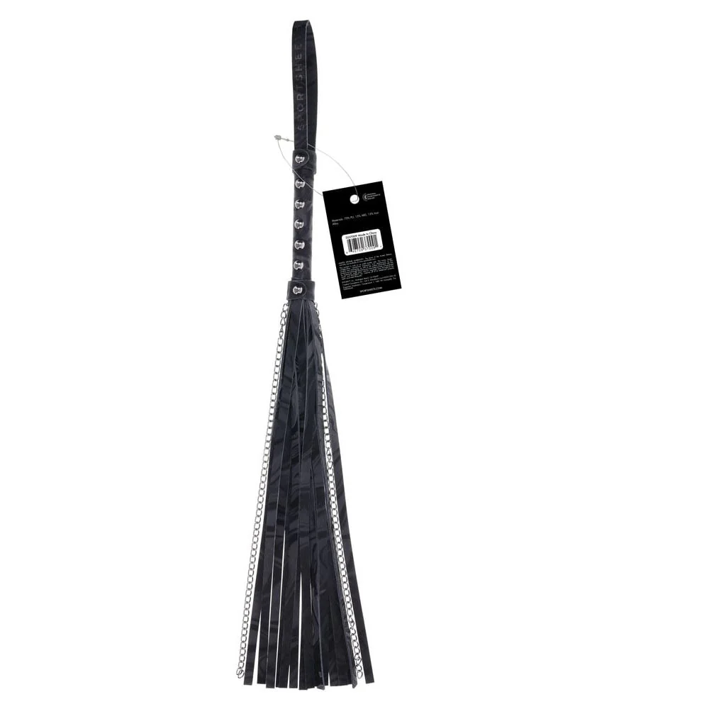 SPORTSHEETS Velvet Noir Chain Flogger - Black 43 cm Flogger Whip - Image 9