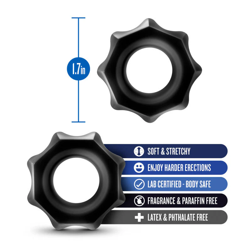 Stay Hard Nutz - Black Cock Rings - Set of 2 - Image 3