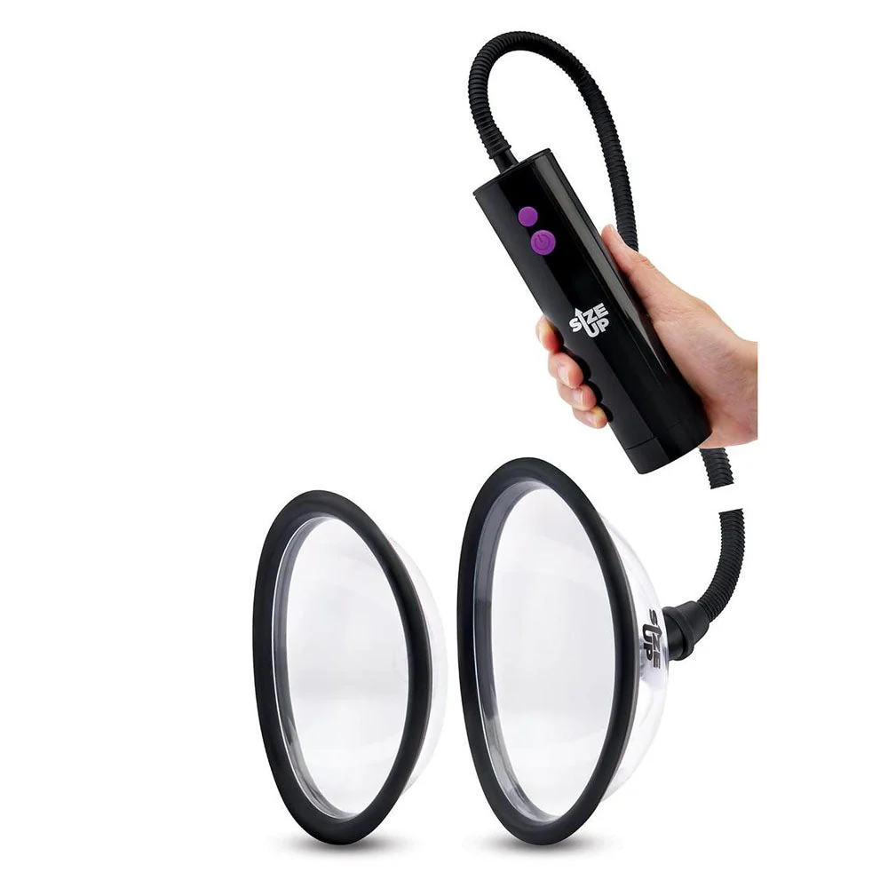 Size Up Rechargeable Power Plumper Pussy Pump - Clear USB Rechargeable Vagina Pump with Interchangeable Chambers - Image 2