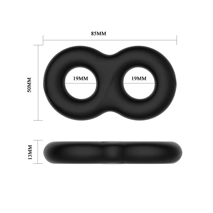 CRAZY BULL Double Donut Cock & Ball Ring - Black Cock & Ball Ring - Image 5