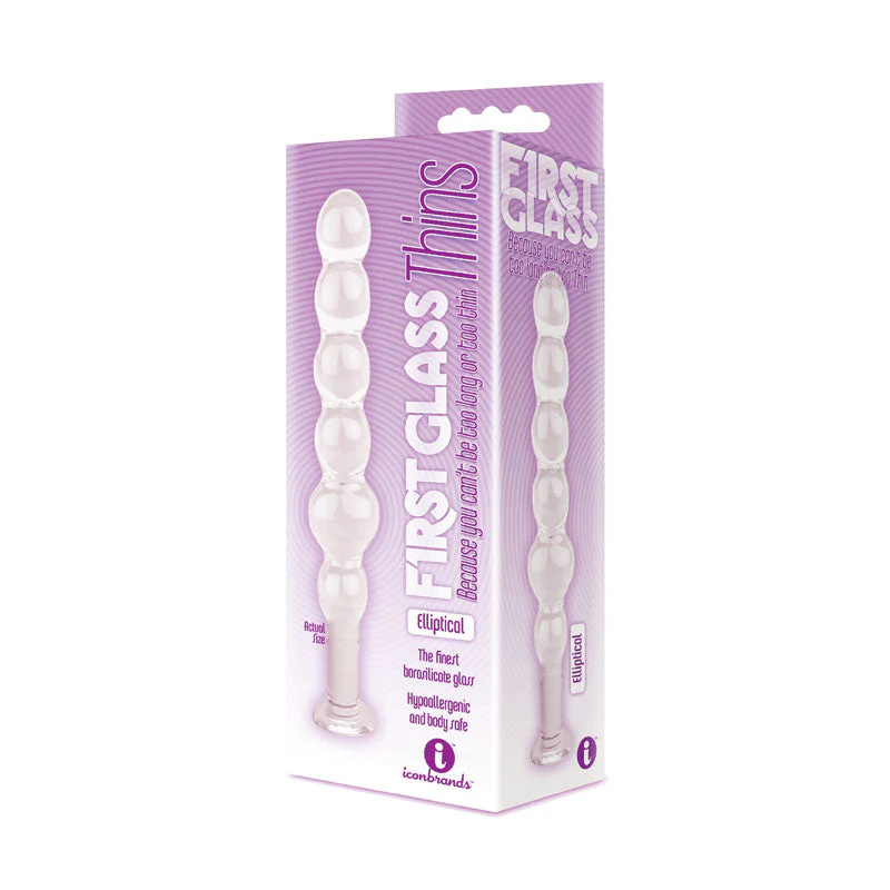 The 9's Glass First Thins, Elliptical - Clear Glass 17.8 cm Anal Beads - Image 3
