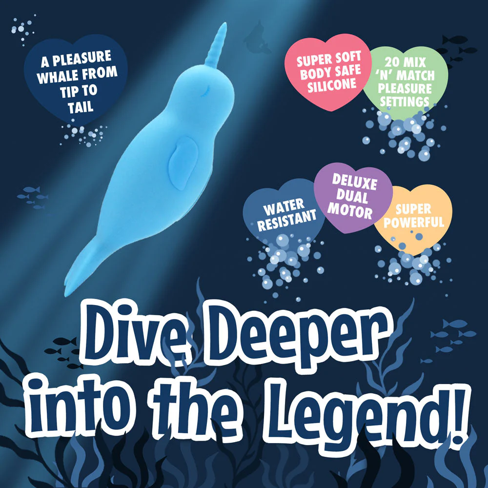 Unihorn of the Sea - Neigh Mo - The Narwhal - Blue USB Rechargeable Dual Motor Stimulator - Image 3