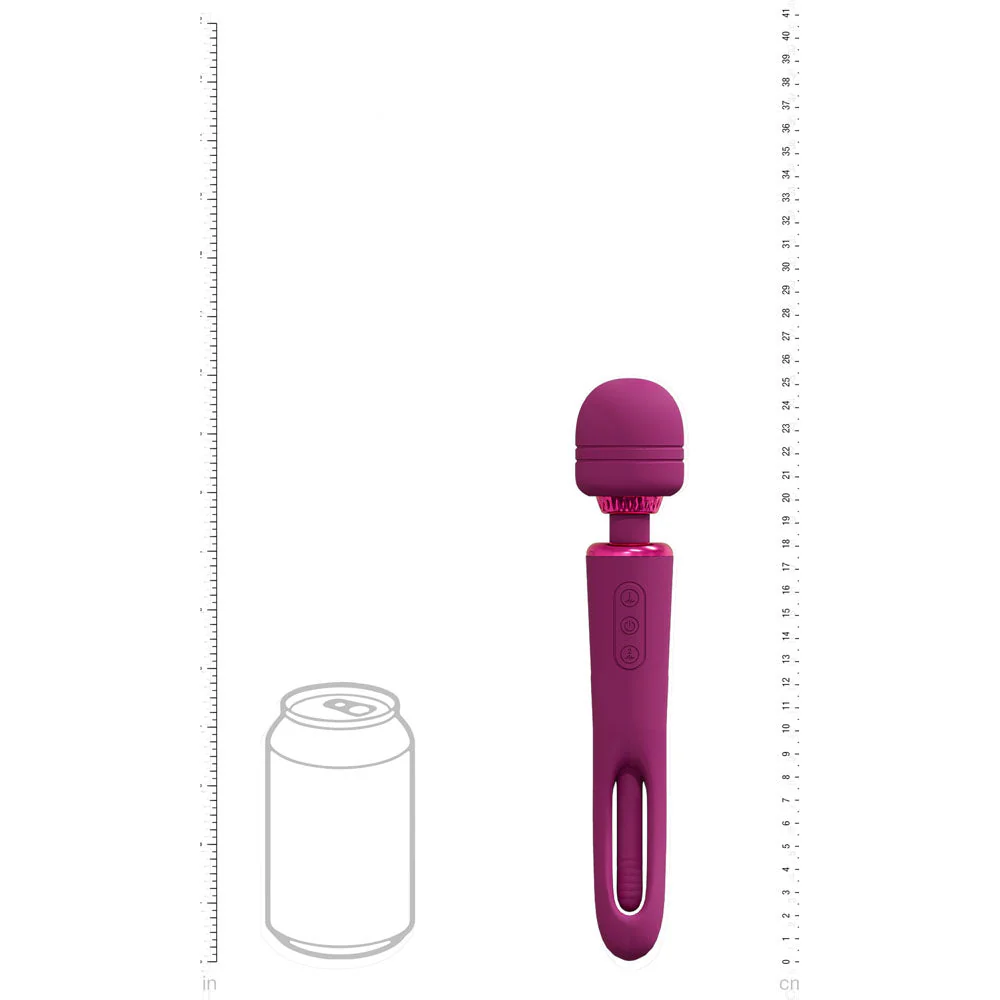 VIVE Kiku - Pink - Pink 25.2 cm USB Rechargeable Dual End Massage Wand with Flapping Tip - Image 6