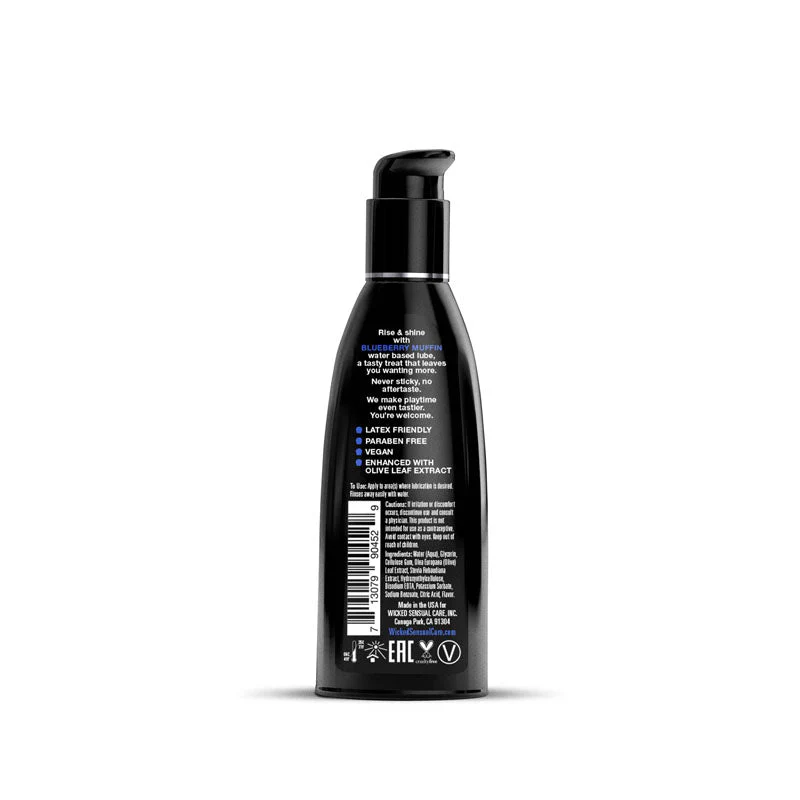 Wicked Aqua Blueberry Muffin - Blueberry Muffin Flavoured Water Based Lubricant - 60 ml (2 oz) Bottle - Image 2